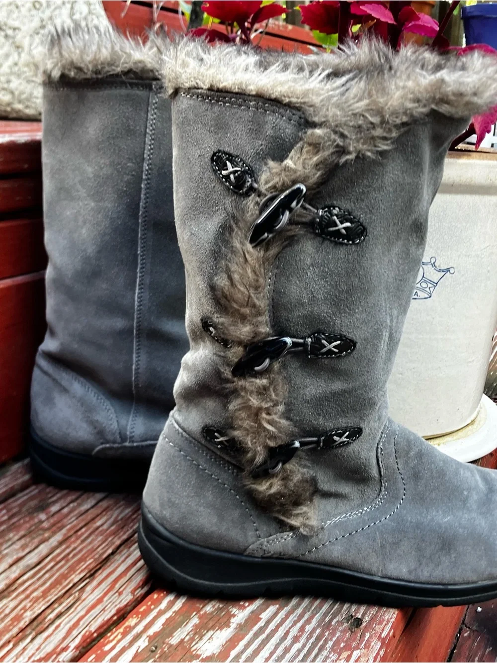 White Mountain Tantalas Gray Suede Fur Winter Boots 9M MSRP $85